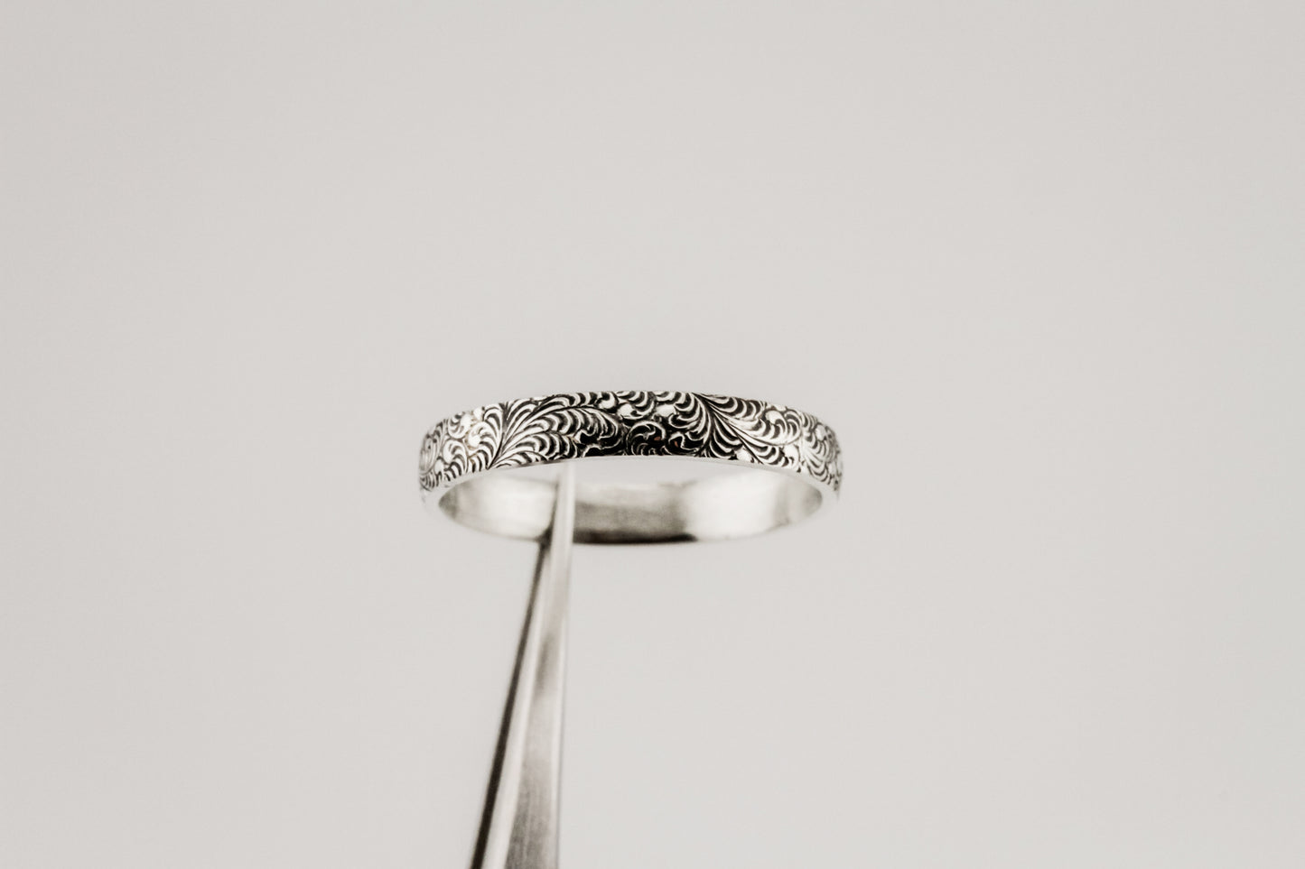 Ring, Floral Swirl Pattern Sterling Silver Stacking Ring