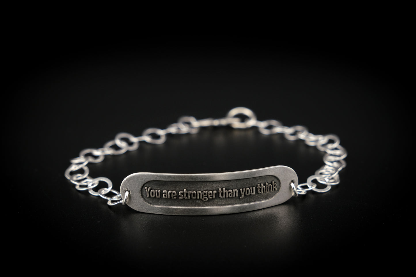 Bracelet, Embossed "You Are Stronger Than You Think" Sterling Word Bracelet