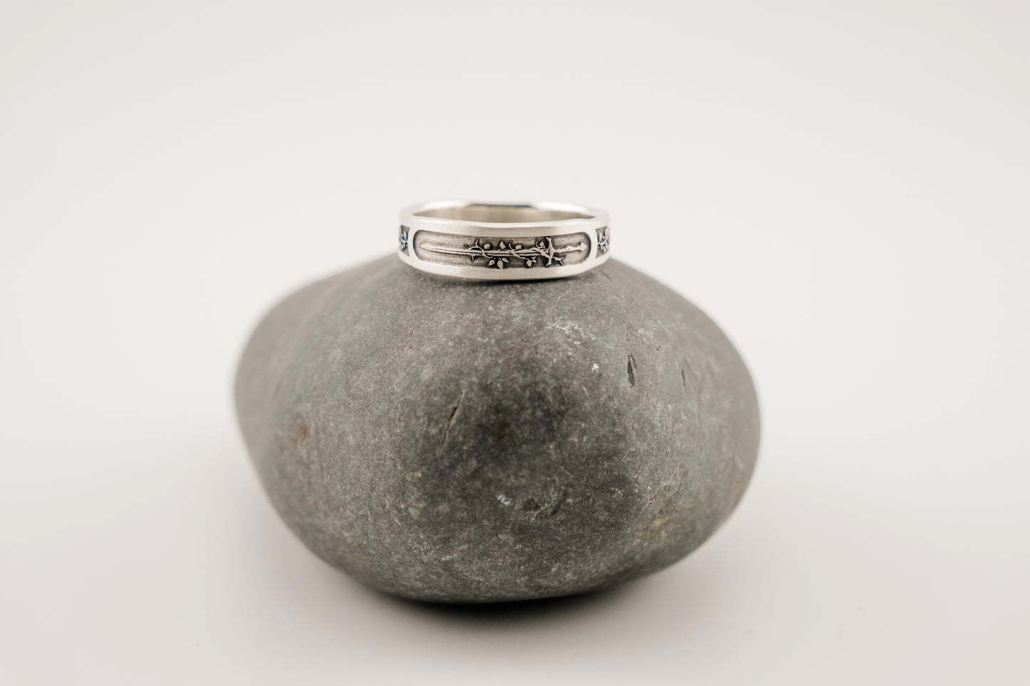 Ring, Engraved "Sword & Vine" Sterling Silver Ring