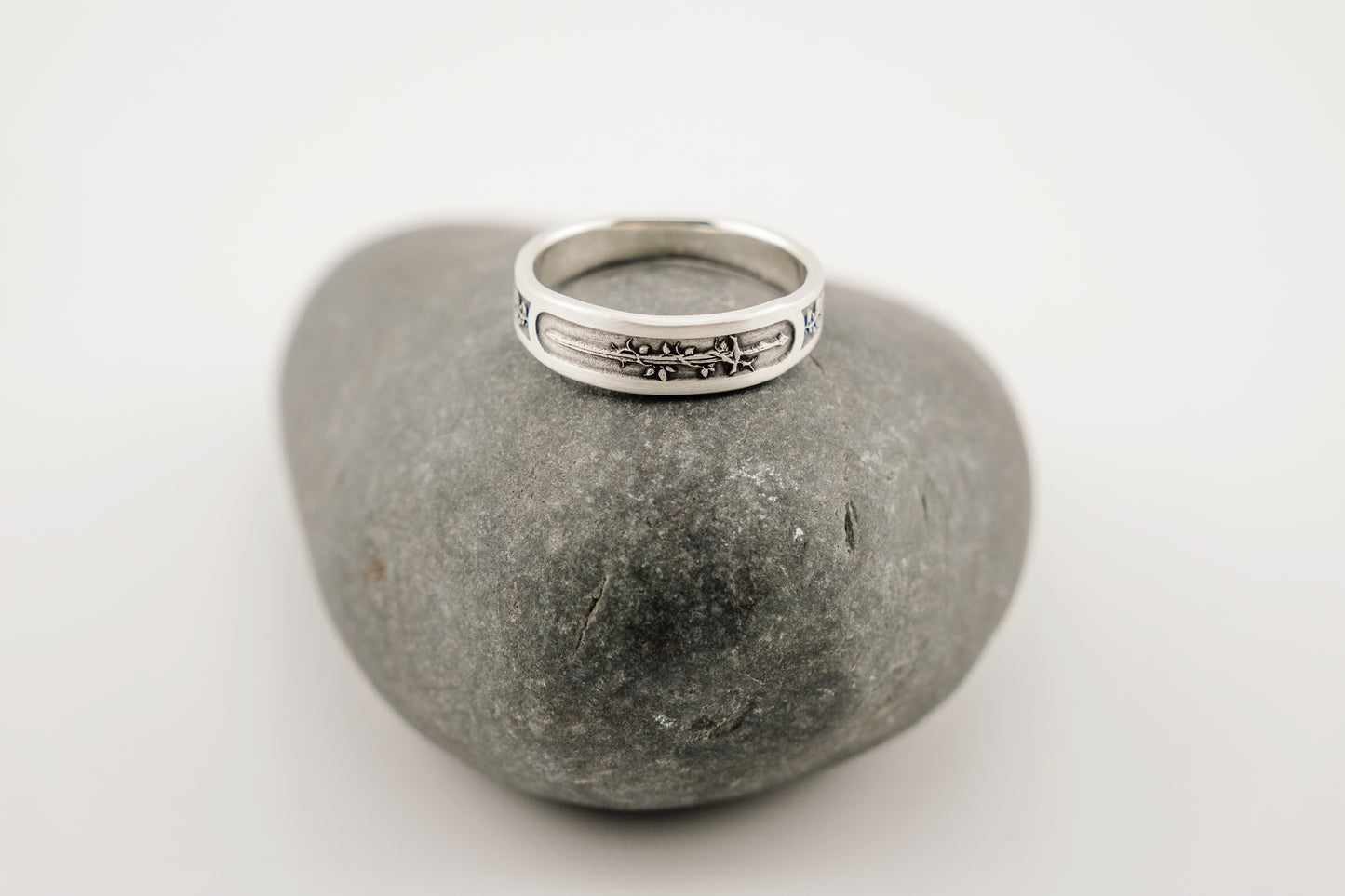 Ring, Engraved "Sword & Vine" Sterling Silver Ring