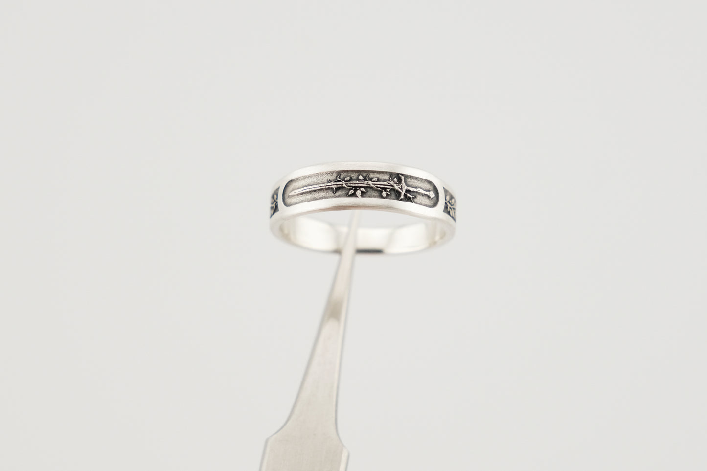 Ring, Engraved "Sword & Vine" Sterling Silver Ring