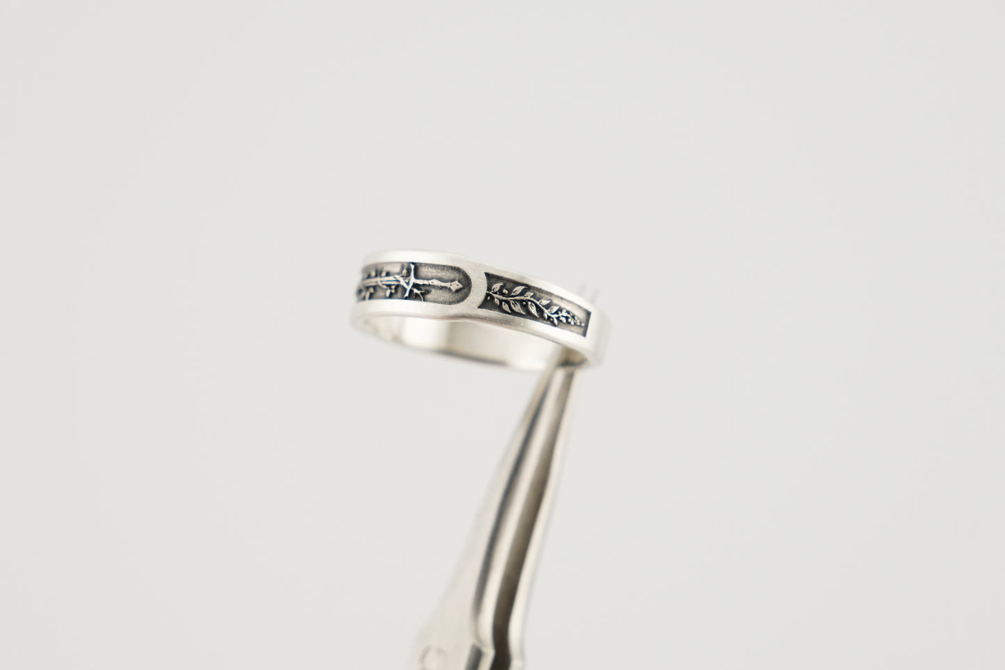 Ring, Engraved "Sword & Vine" Sterling Silver Ring