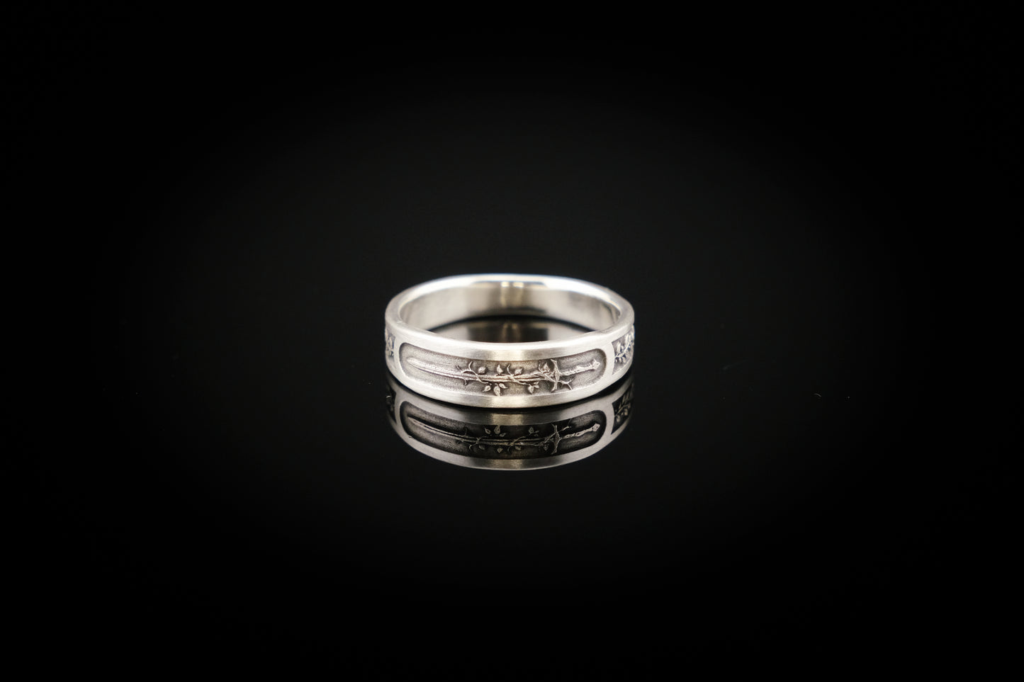 Ring, Engraved "Sword & Vine" Sterling Silver Ring