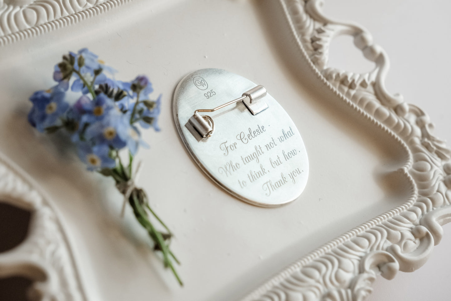 Custom engraved message on jewelry