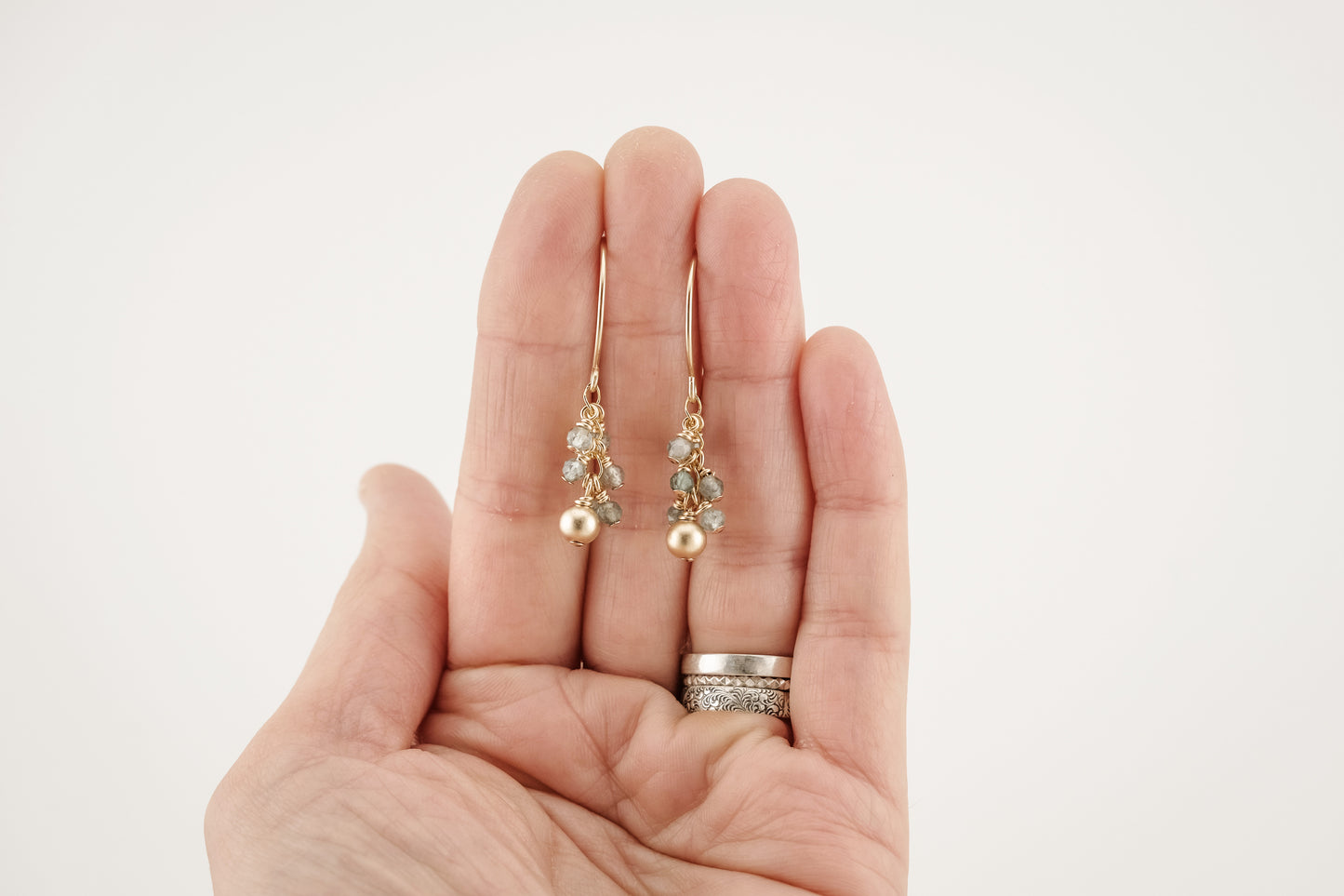 Earrings, "Confetti" Gemstone 14k Gold-fill Earrings (Aqua Apatite)