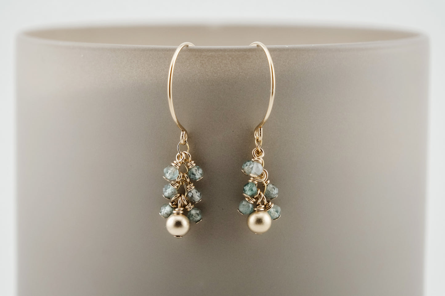 Earrings, "Confetti" Gemstone 14k Gold-fill Earrings (Aqua Apatite)