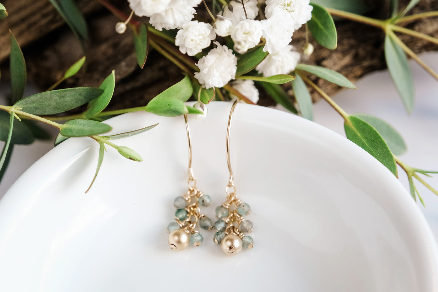 Earrings, "Confetti" Gemstone 14k Gold-fill Earrings (Aqua Apatite)