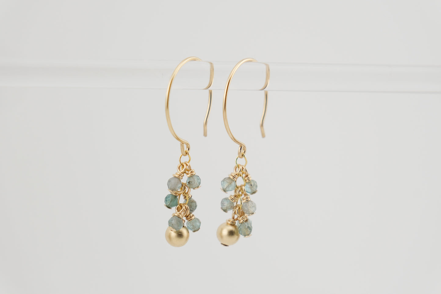 Earrings, "Confetti" Gemstone 14k Gold-fill Earrings (Aqua Apatite)