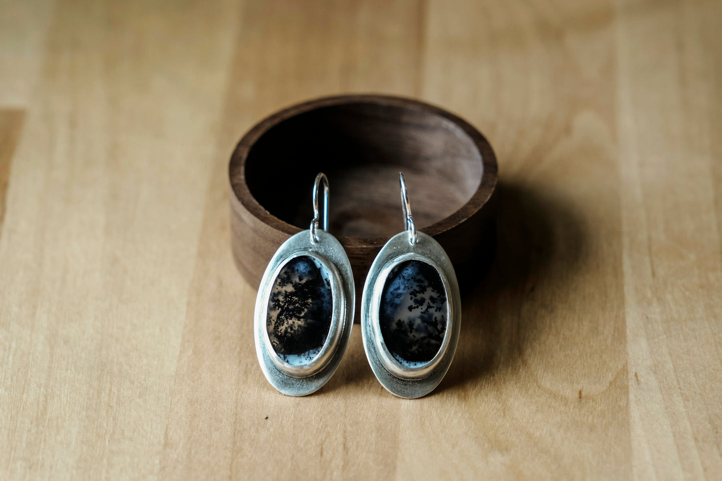 Earrings, Dendritic Agate Artisan Earrings
