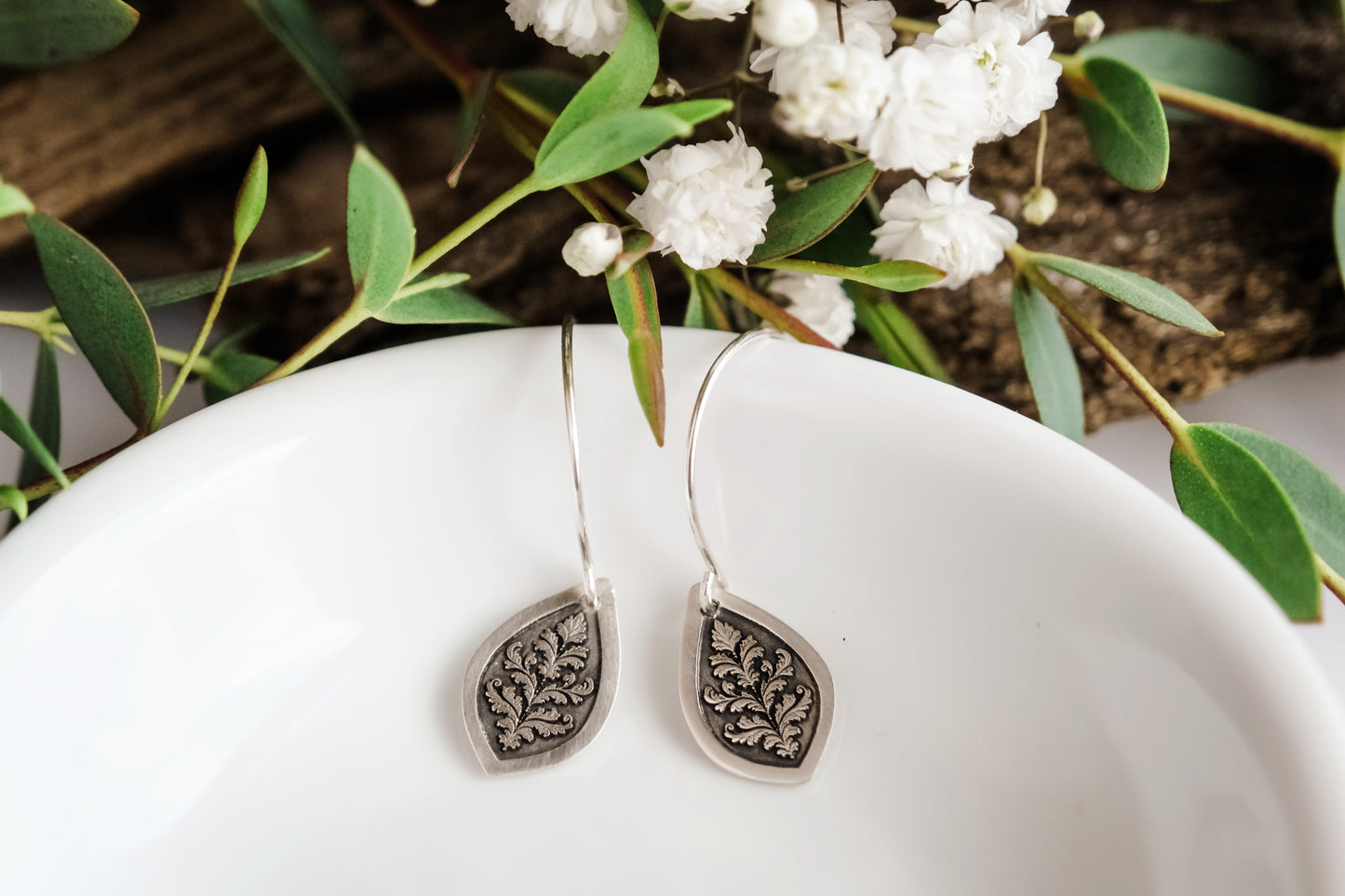 Earrings, Engraved Baroque Earrings