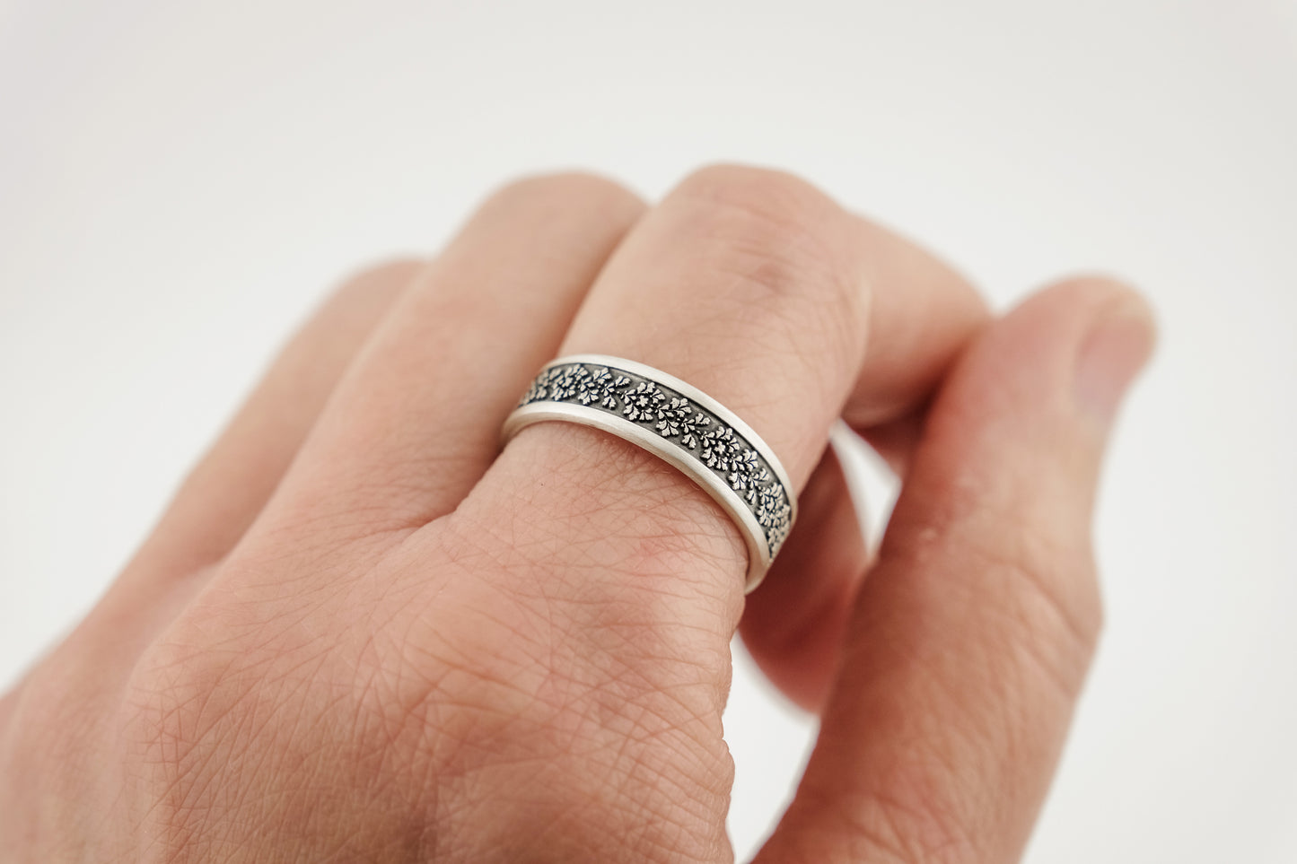 Ring, Engraved "Baroque" Sterling Silver Ring