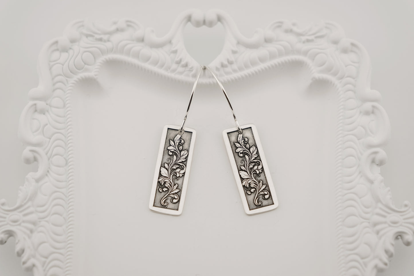 Earrings, Engraved Botanical Vine Earrings