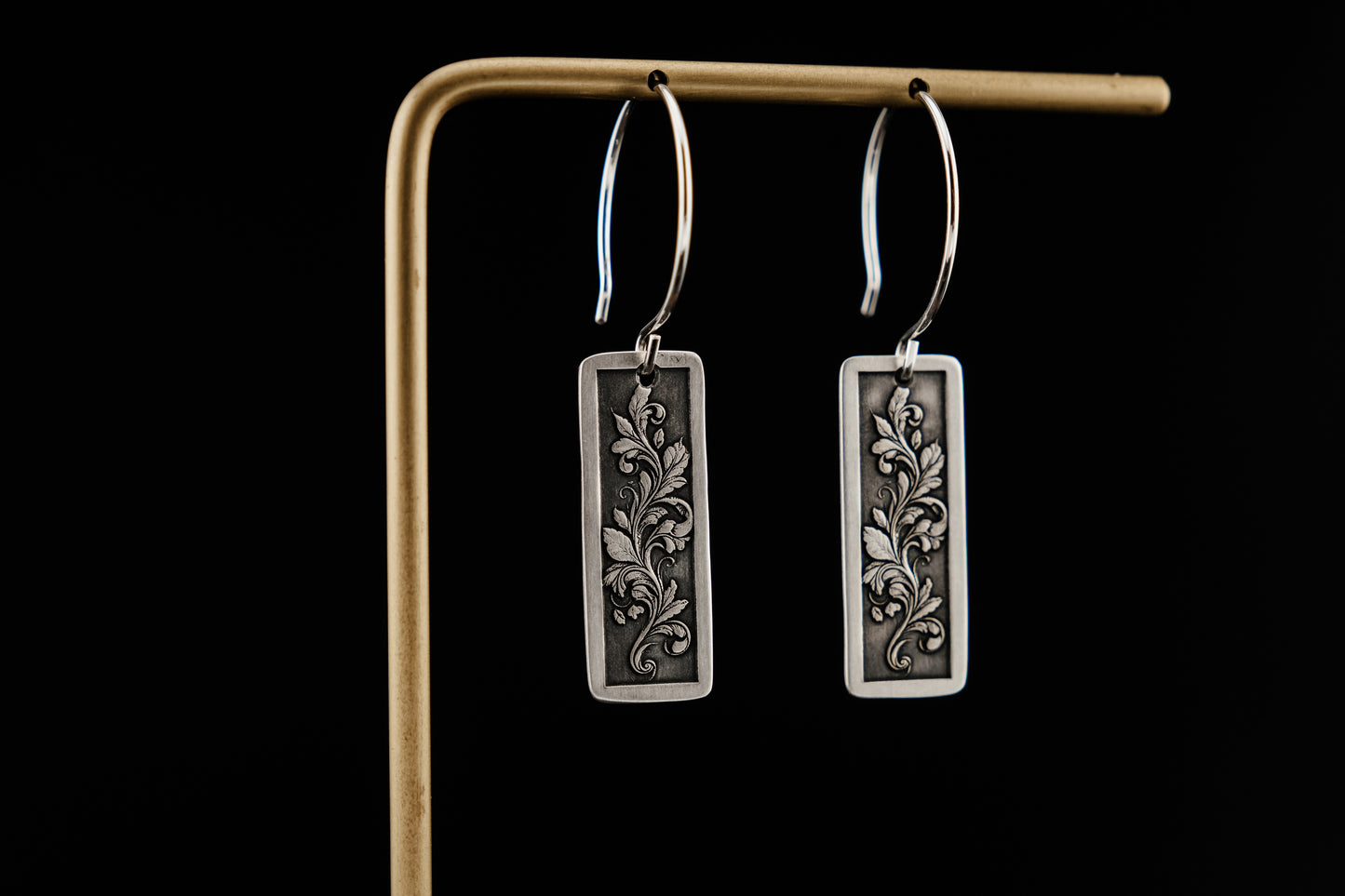 Earrings, Engraved Botanical Vine Earrings