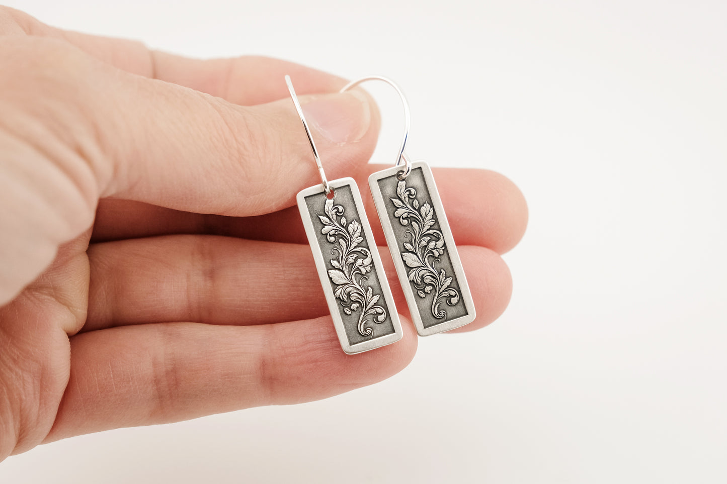 Earrings, Engraved Botanical Vine Earrings