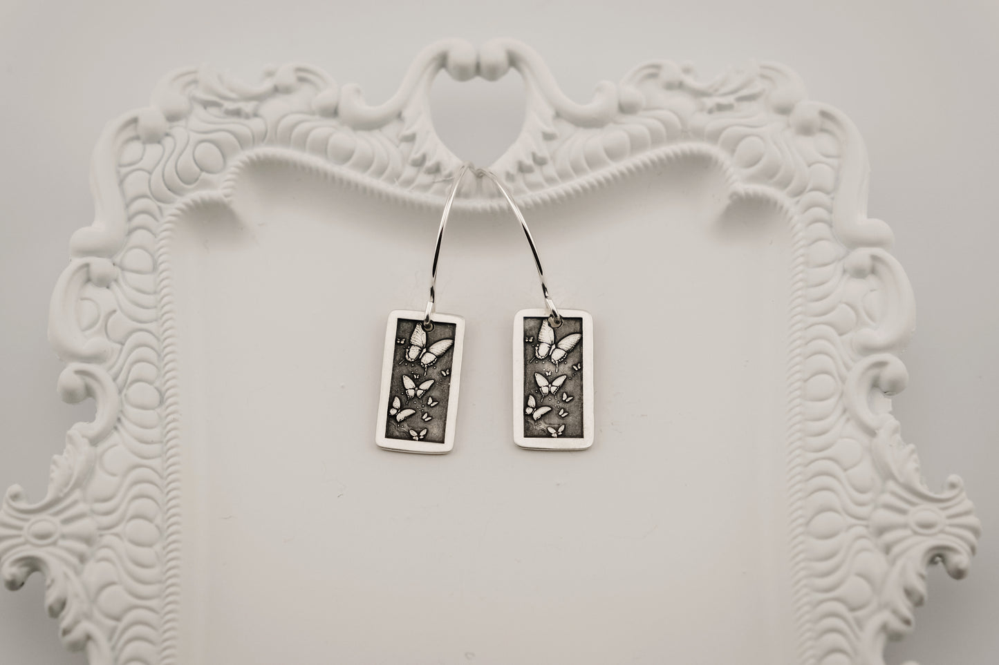 Earrings, Engraved Butterfly Flight Earrings