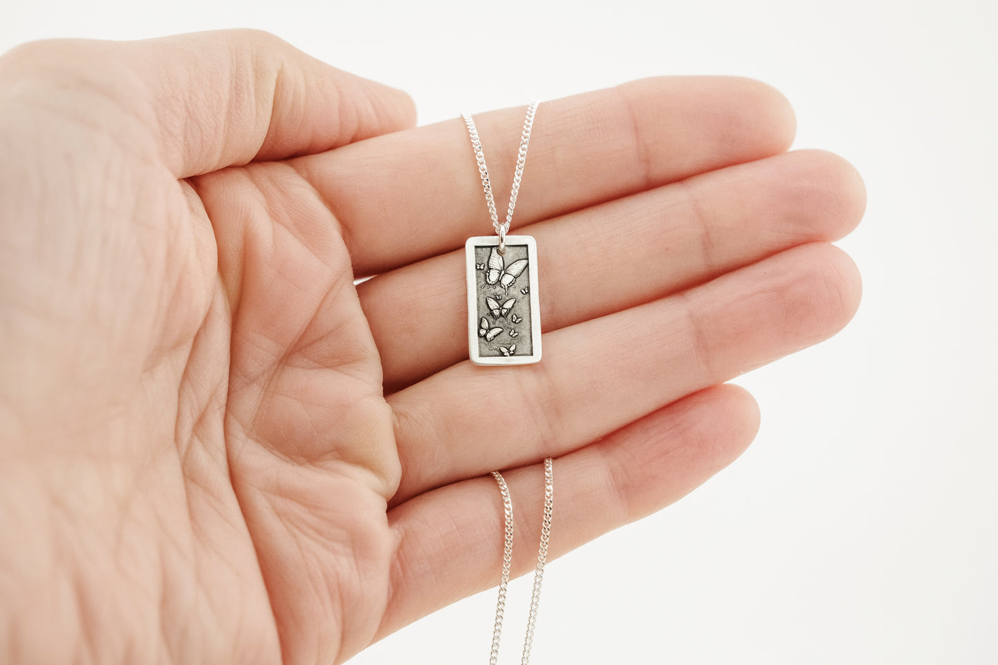 Necklace, Engraved Butterfly Flight Necklace
