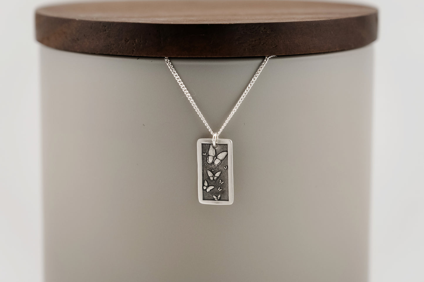 Necklace, Engraved Butterfly Flight Necklace