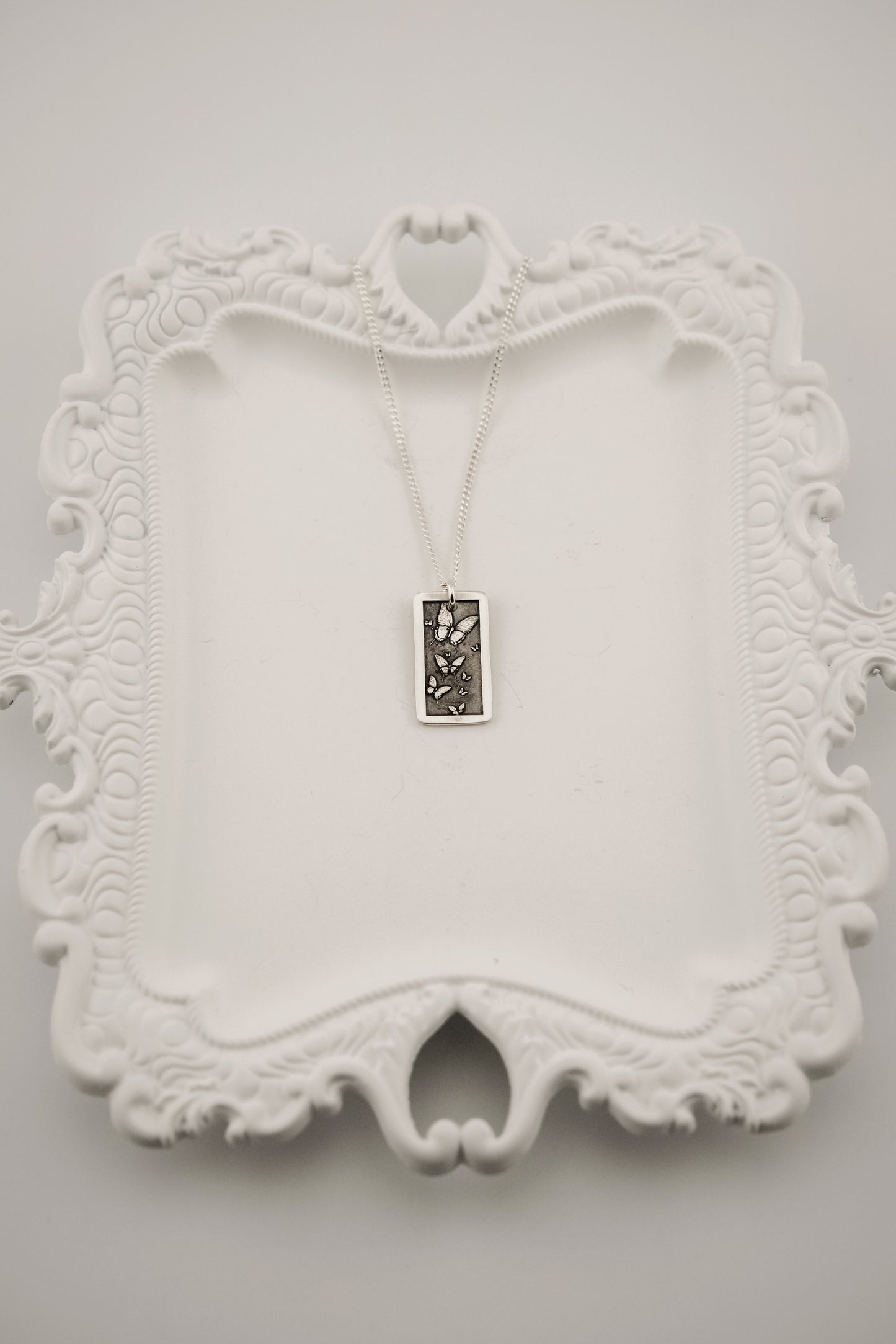 Necklace, Engraved Butterfly Flight Necklace