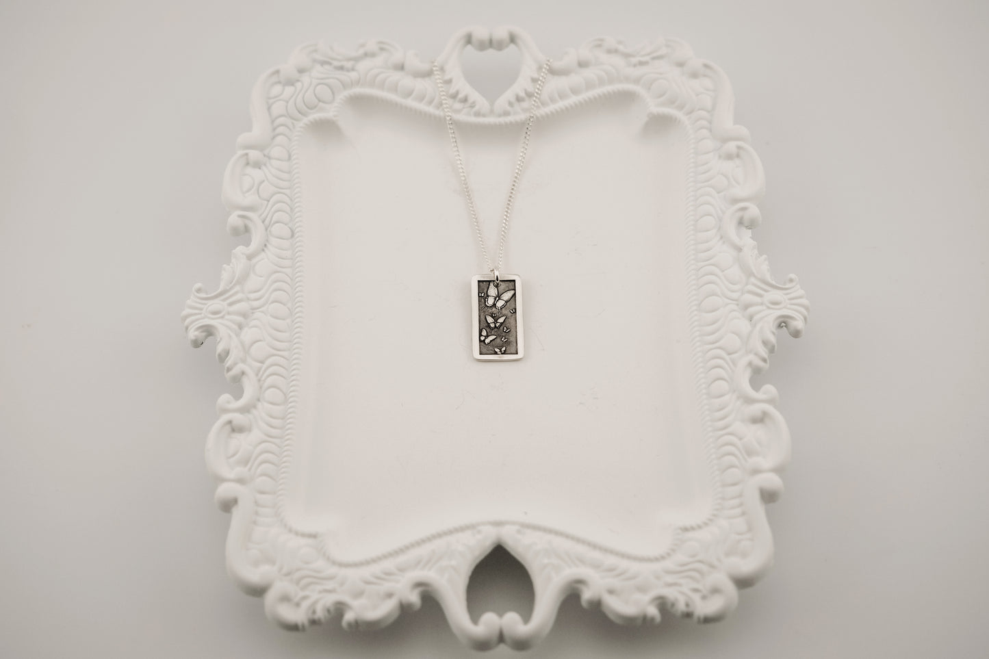Necklace, Engraved Butterfly Flight Necklace