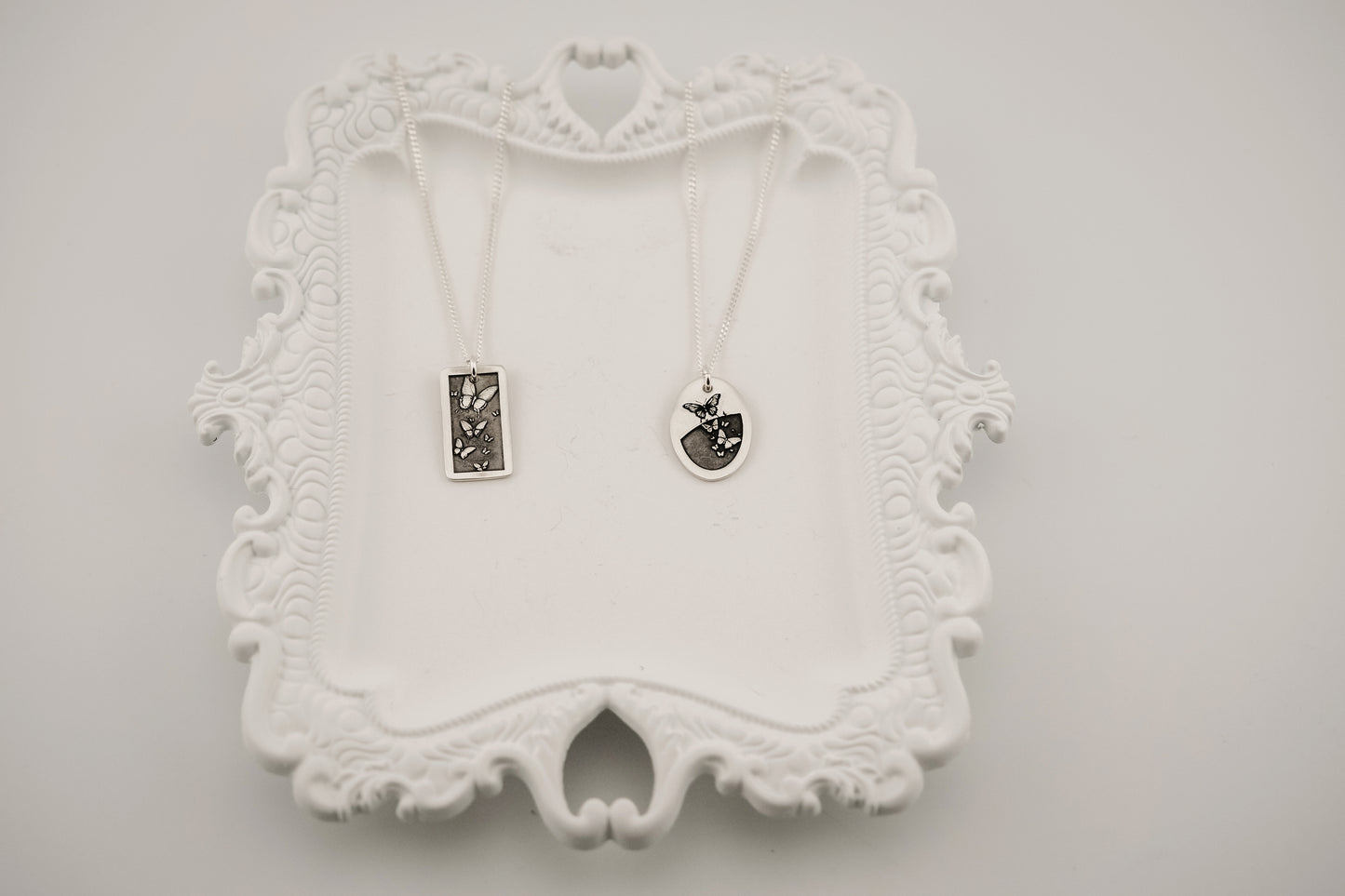 Necklace, Engraved Butterfly Flight Necklace