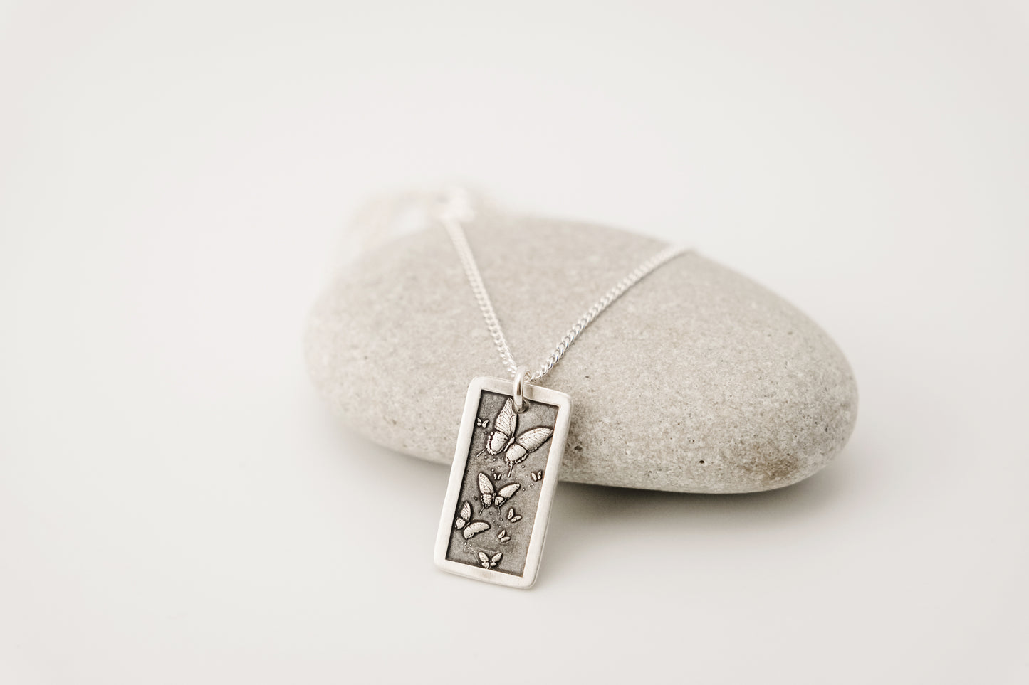 Necklace, Engraved Butterfly Flight Necklace