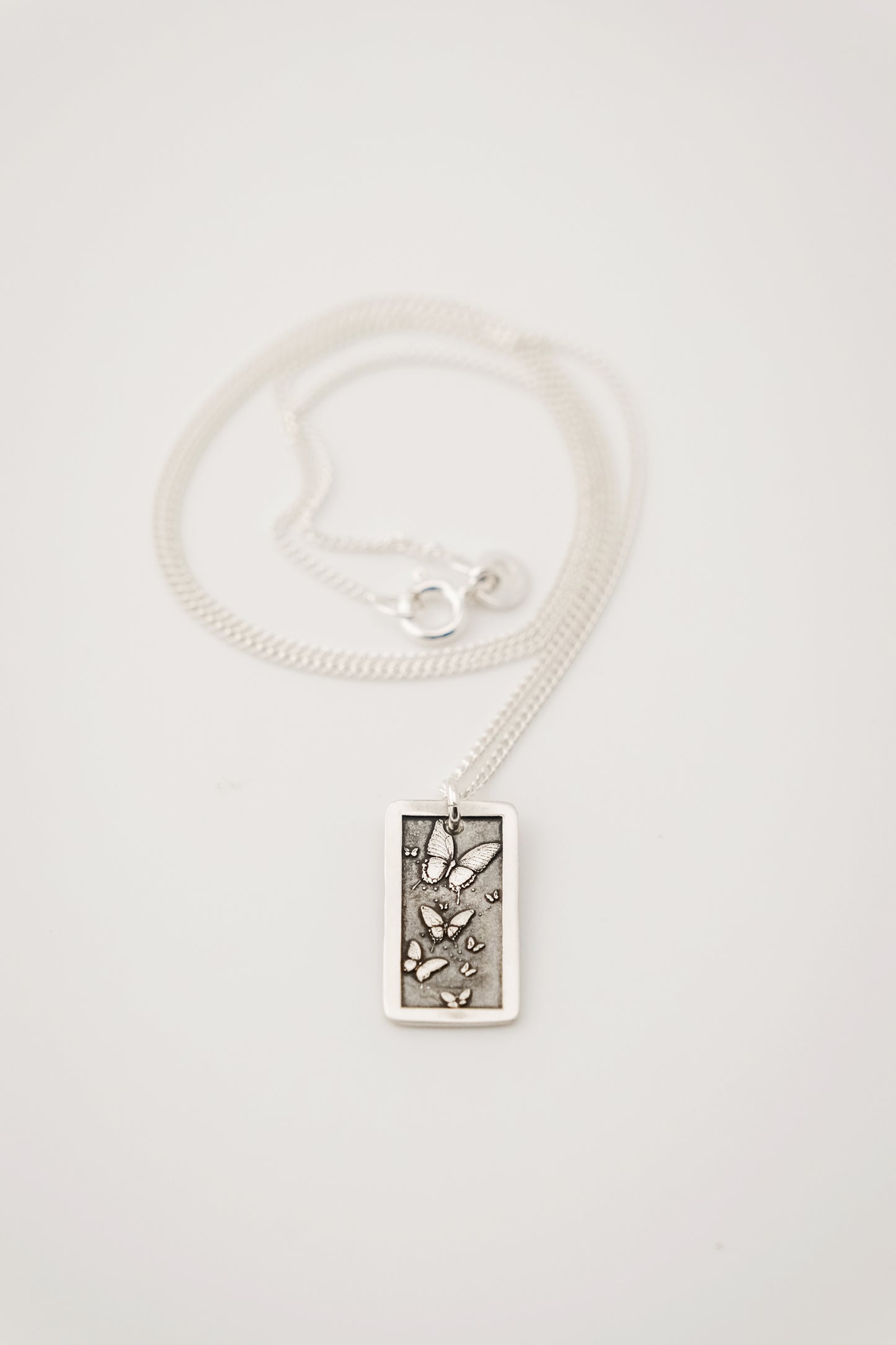 Necklace, Engraved Butterfly Flight Necklace