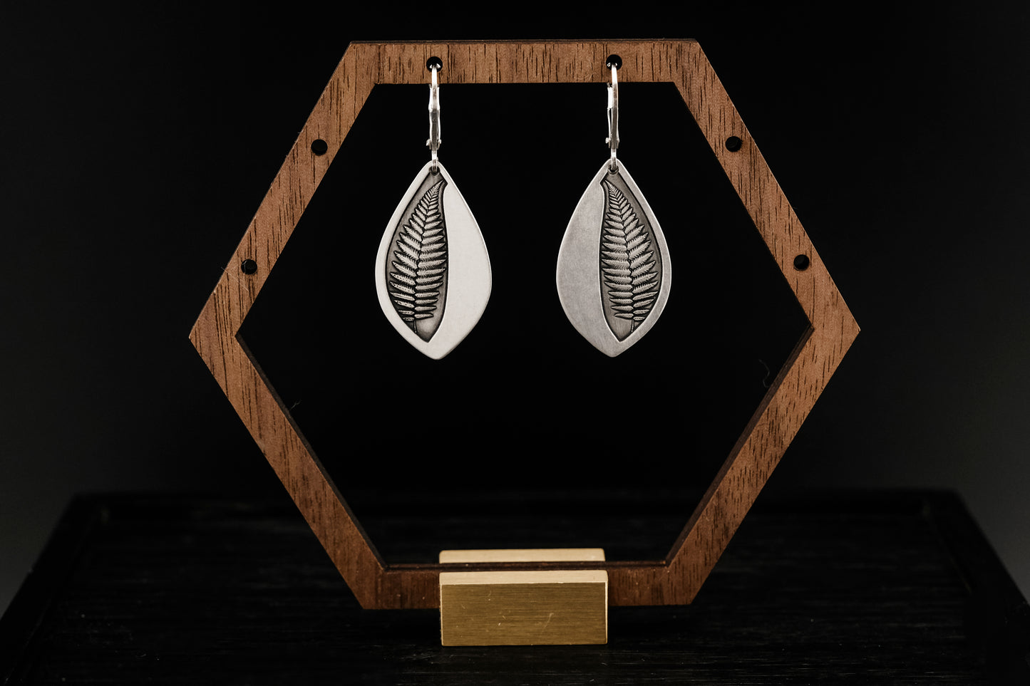 Earrings, Engraved "Fern Stem" Earrings