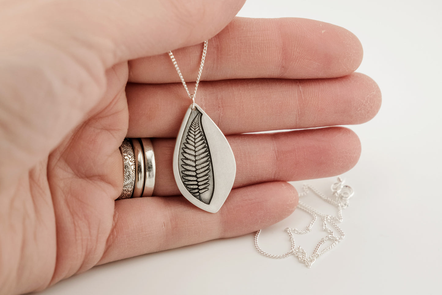 Necklace, Engraved "Fern Stem" Necklace