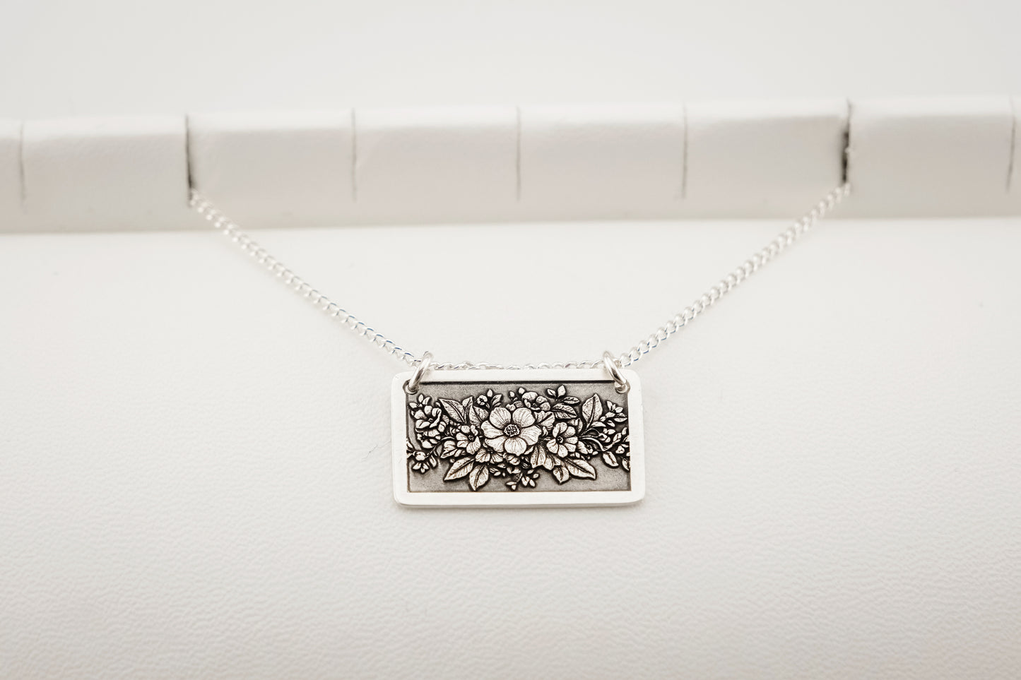 Necklace, Engraved Floral Frame Necklace 1