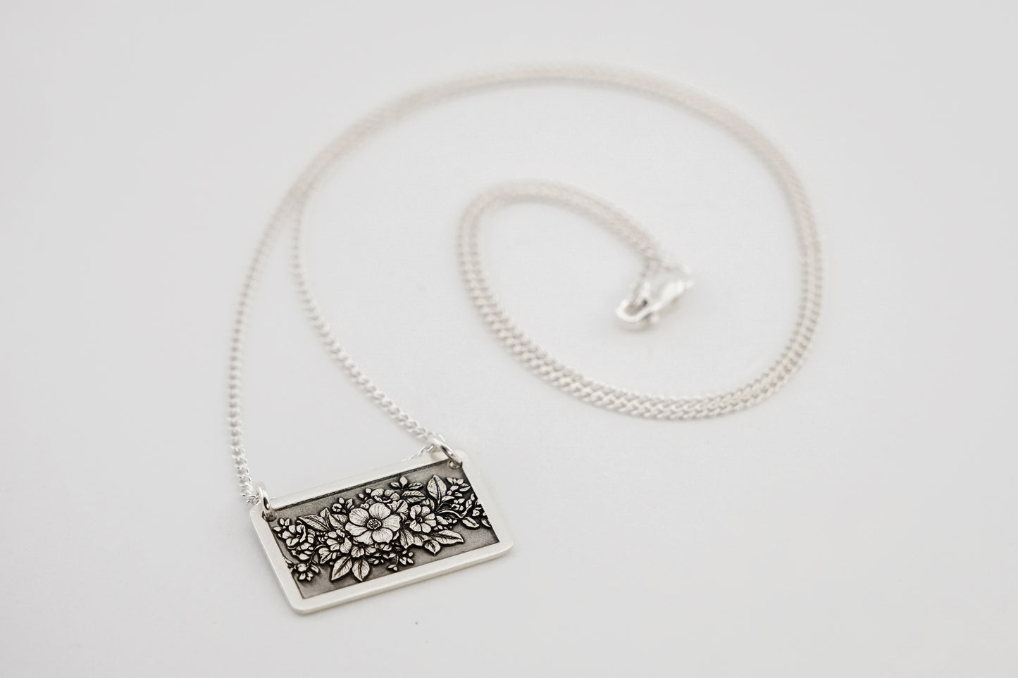 Necklace, Engraved Floral Frame Necklace 1