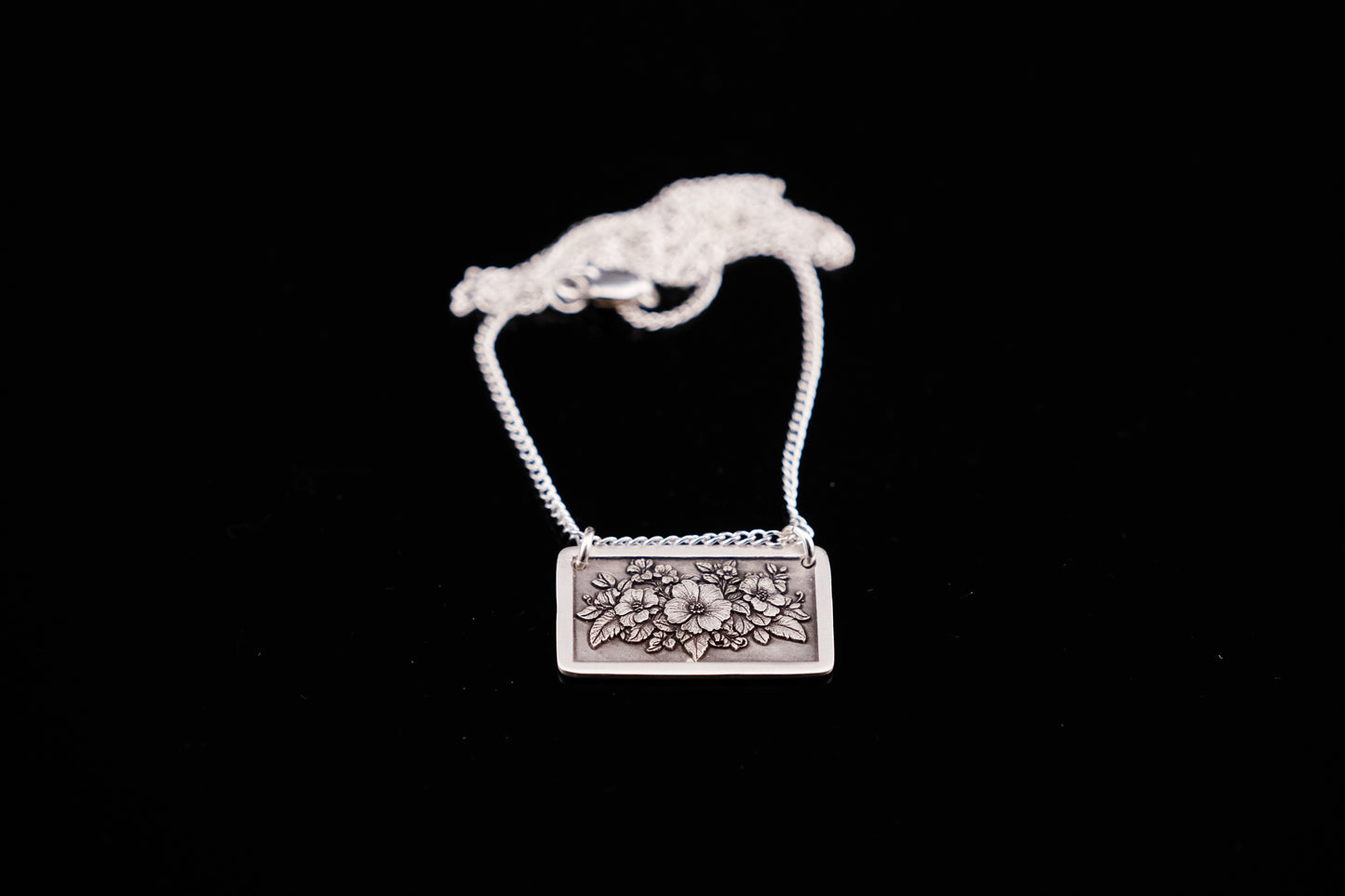 Necklace, Engraved Floral Frame Necklace 2