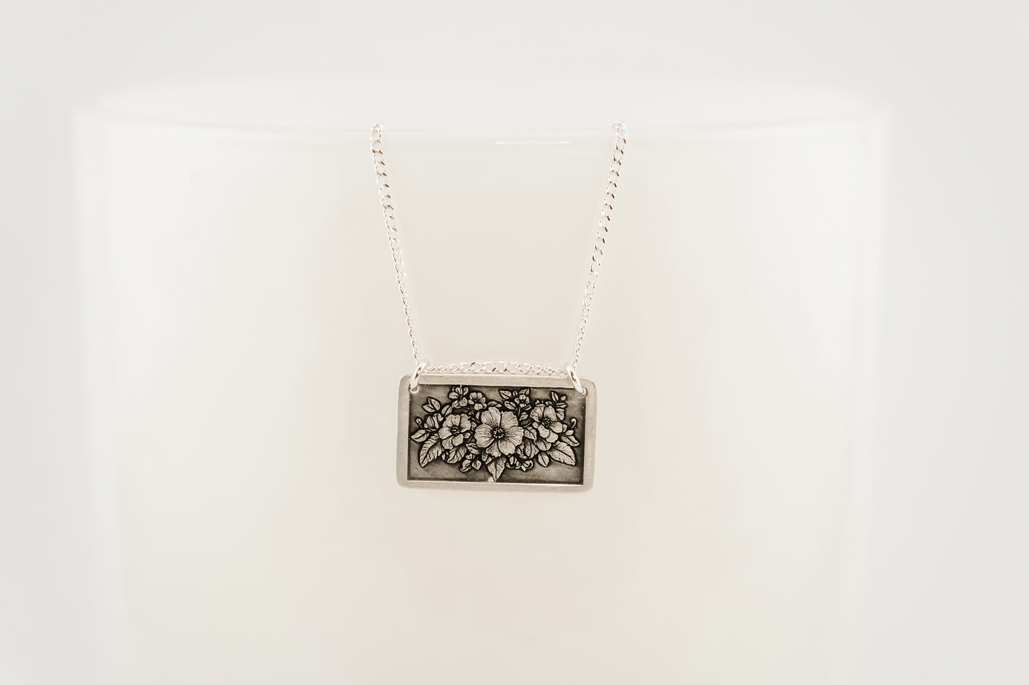 Necklace, Engraved Floral Frame Necklace 2