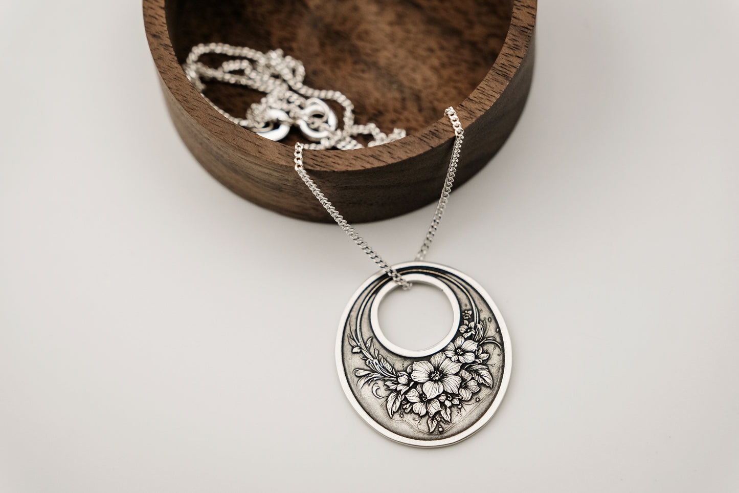 Necklace, Engraved Flower Bouquet Necklace