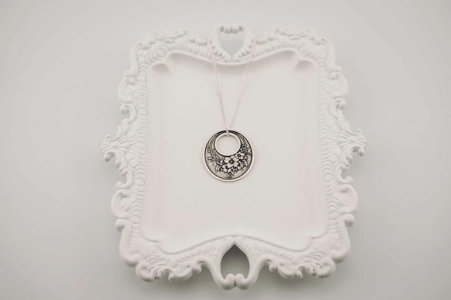 Necklace, Engraved Flower Bouquet Necklace