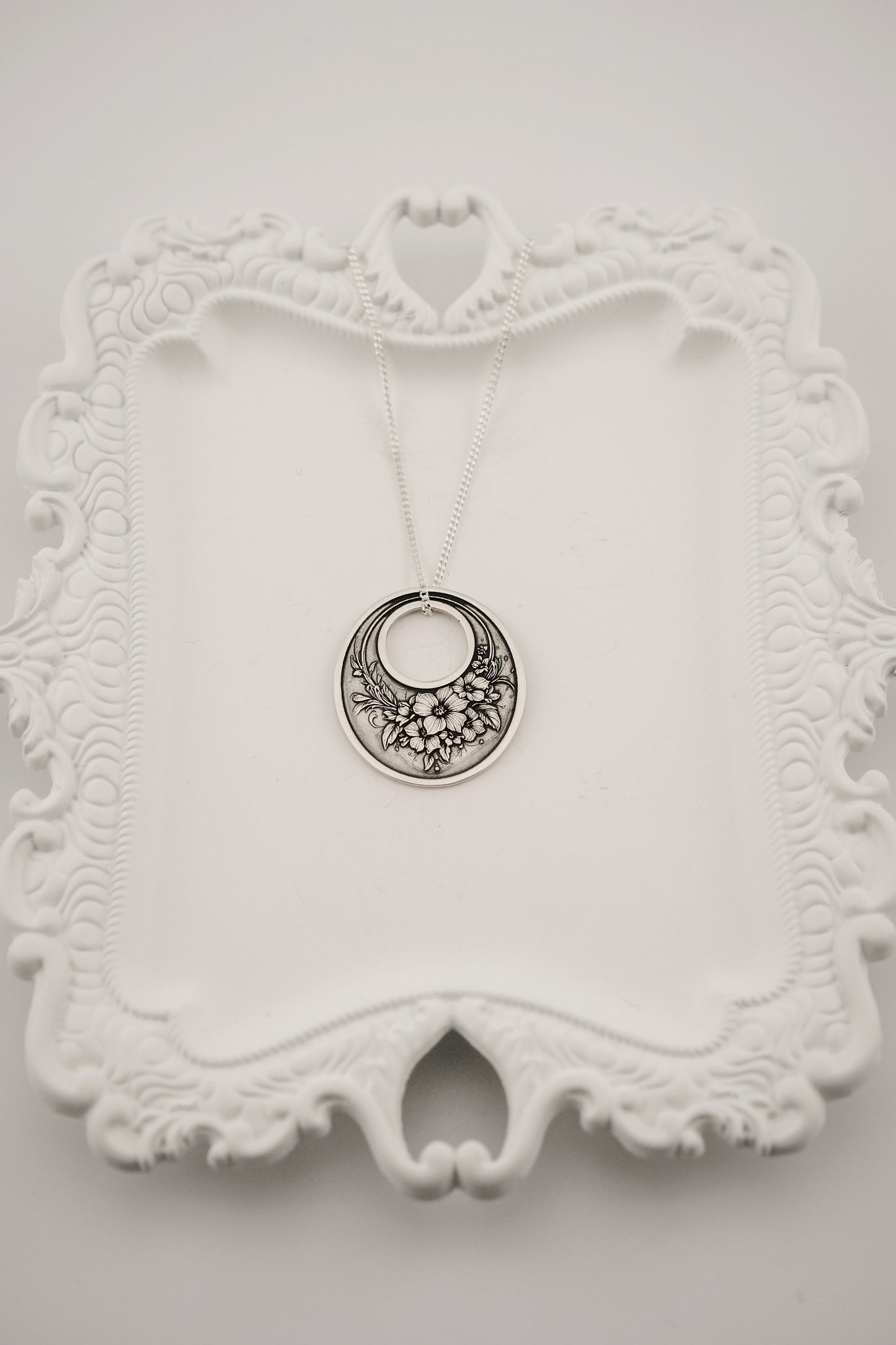 Necklace, Engraved Flower Bouquet Necklace