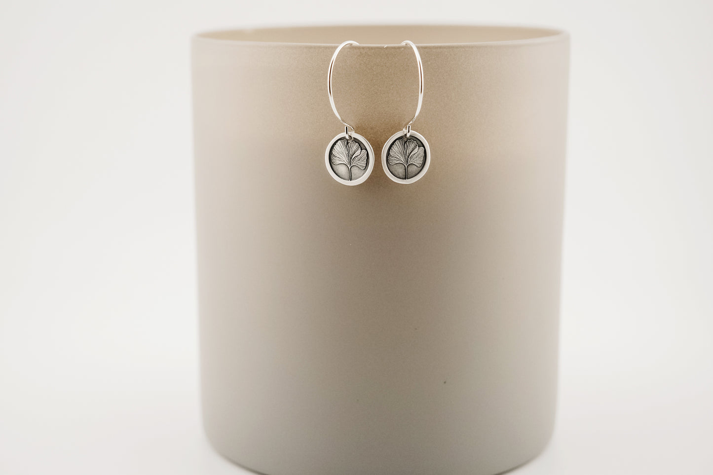 Earrings, Engraved Ginkgo Earrings