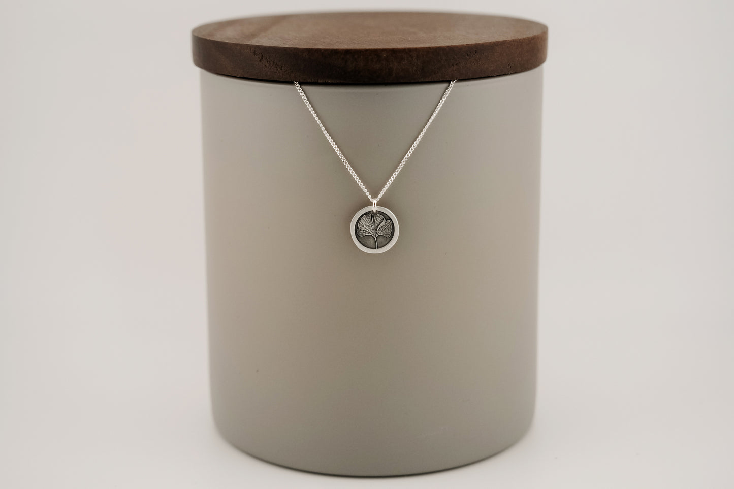 Necklace, Engraved Ginkgo Necklace