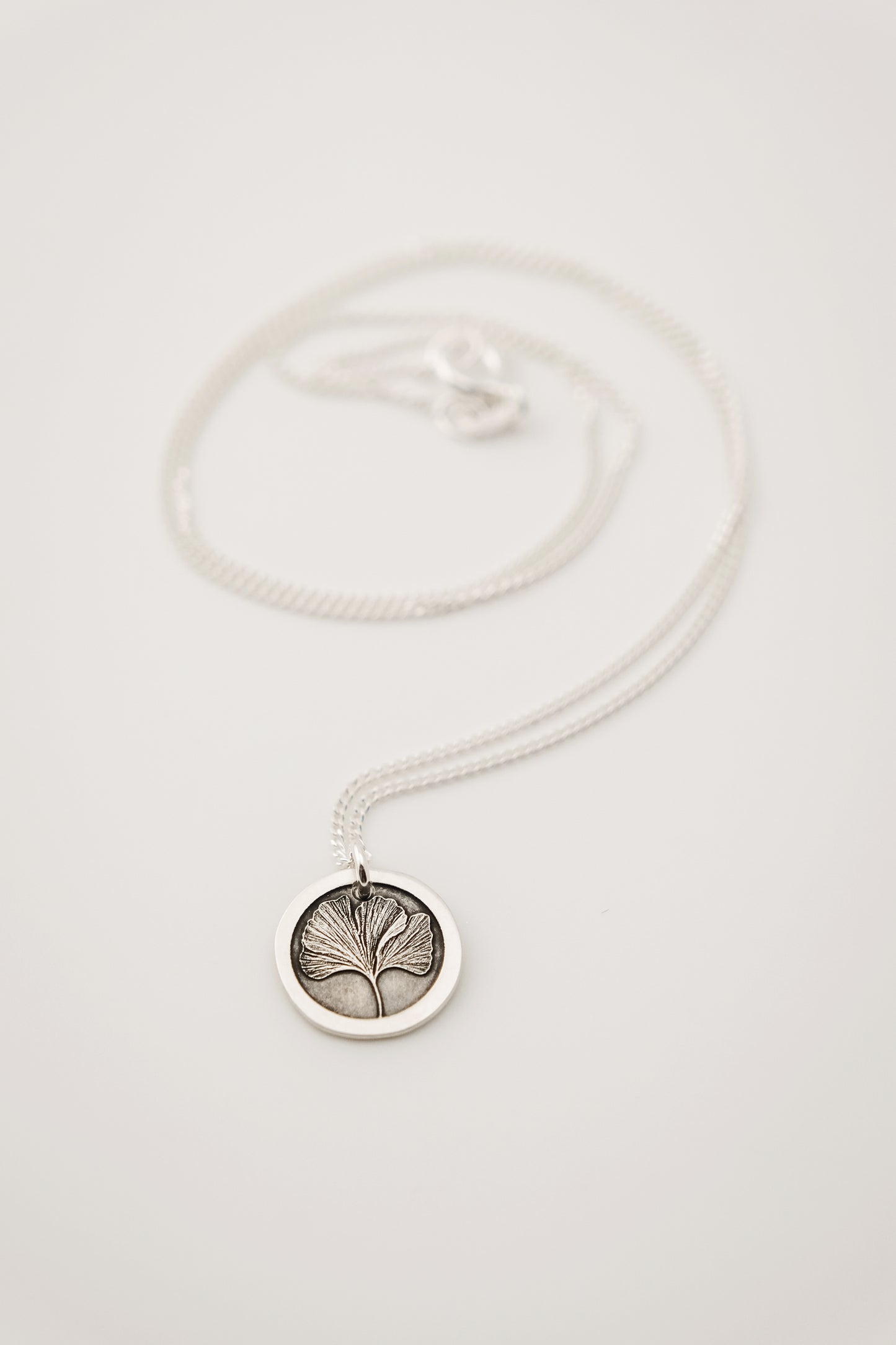 Necklace, Engraved Ginkgo Necklace