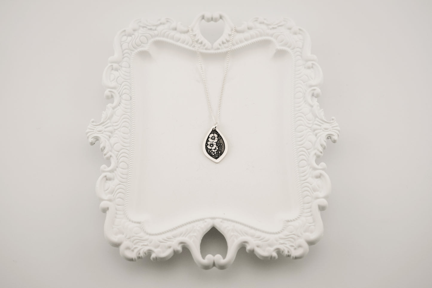 Necklace, Engraved Gothic Floral Vine Necklace