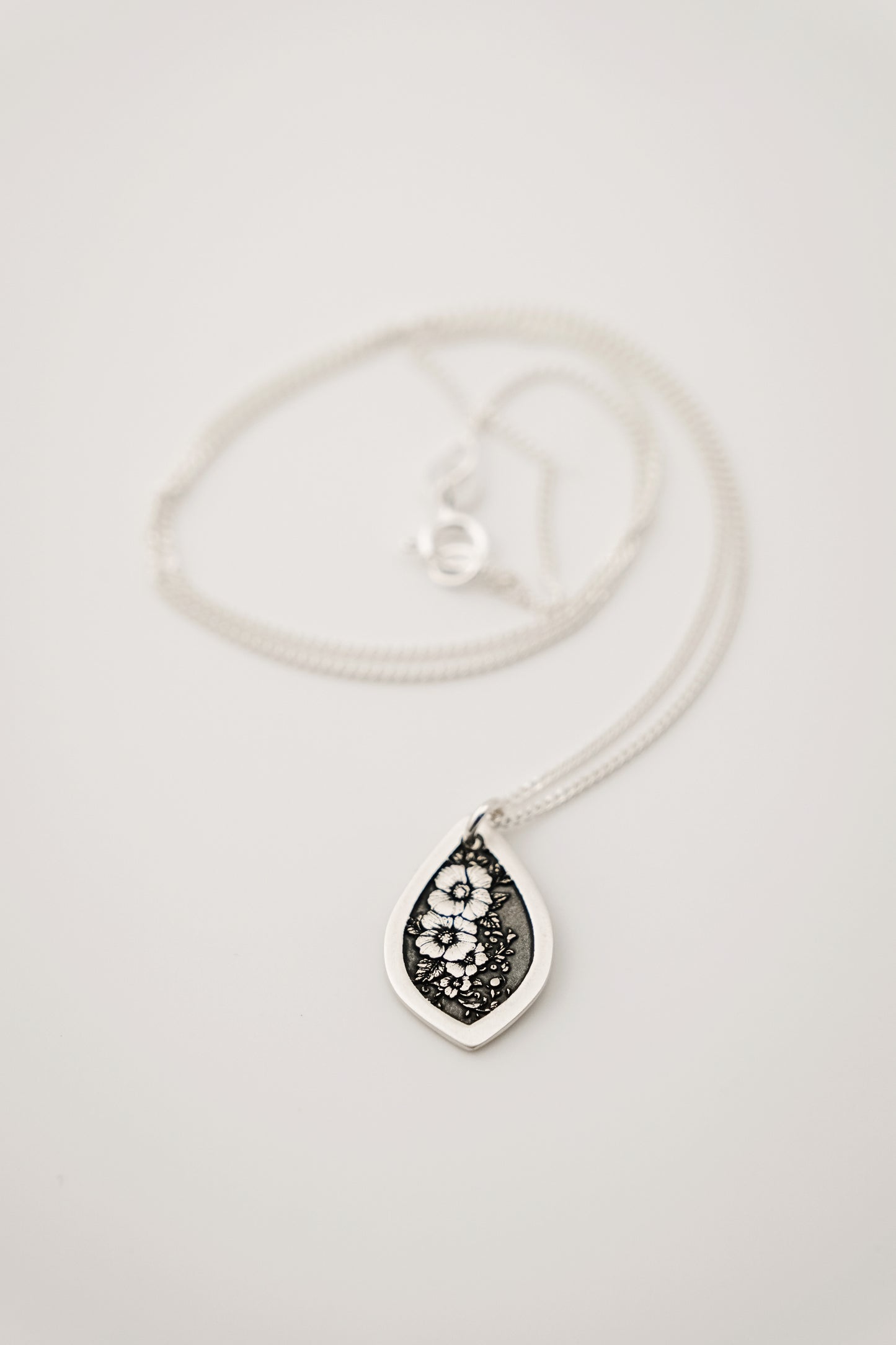 Necklace, Engraved Gothic Floral Vine Necklace