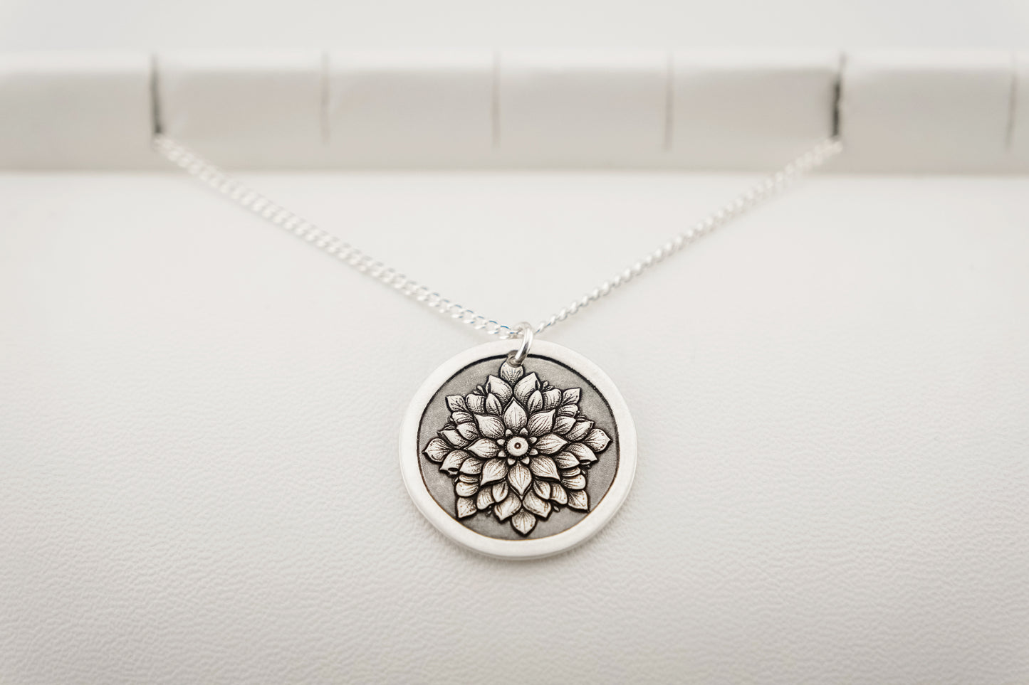 Necklace, Engraved Gothic Flower Necklace