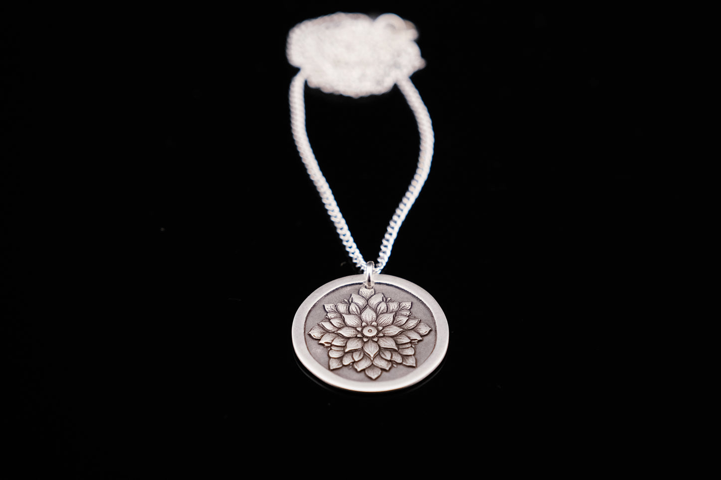 Necklace, Engraved Gothic Flower Necklace