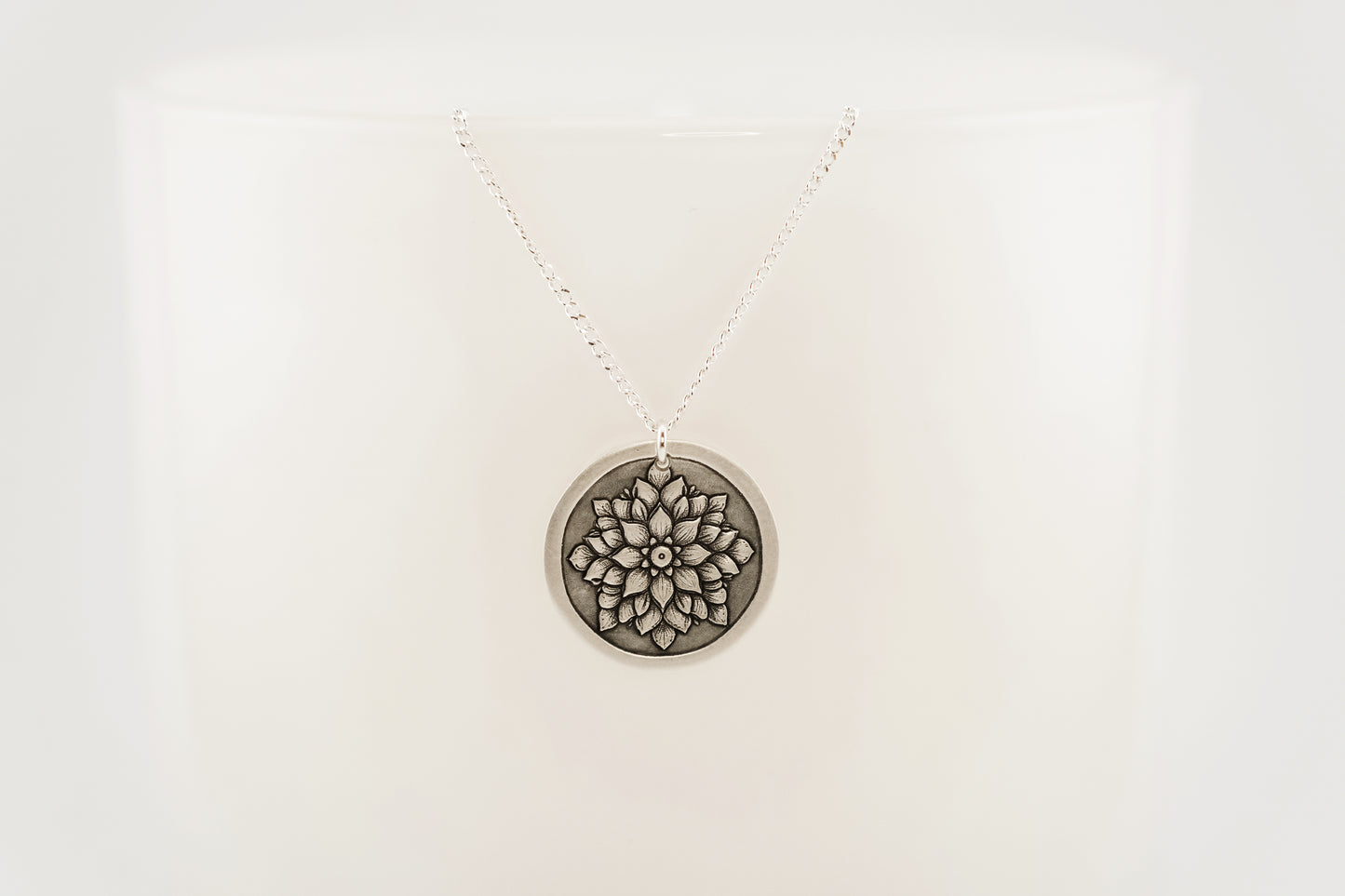 Necklace, Engraved Gothic Flower Necklace