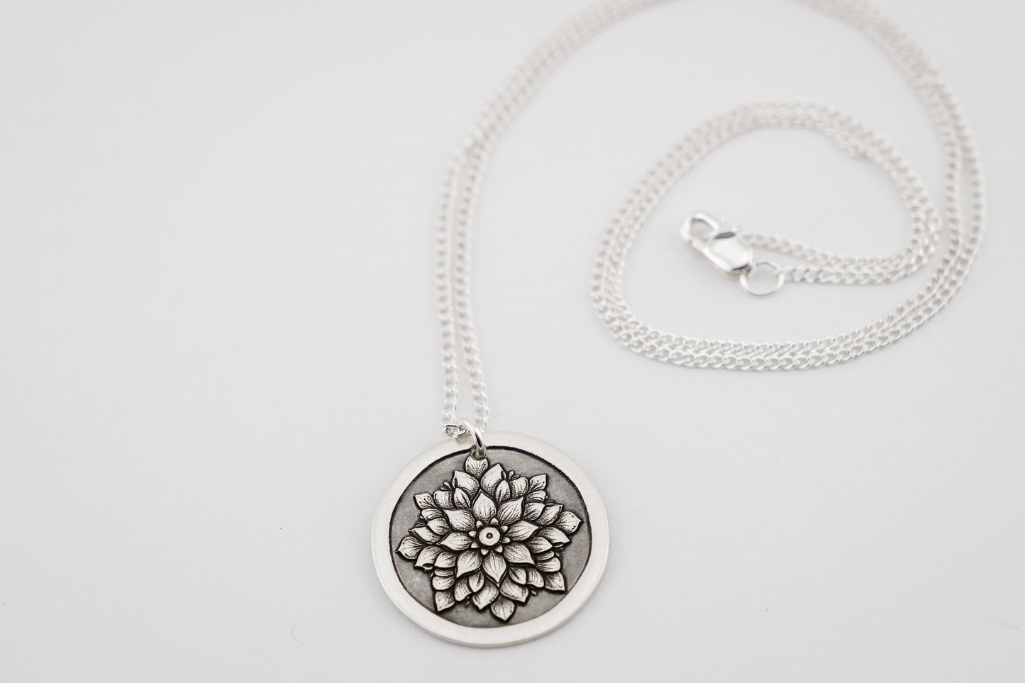 Necklace, Engraved Gothic Flower Necklace