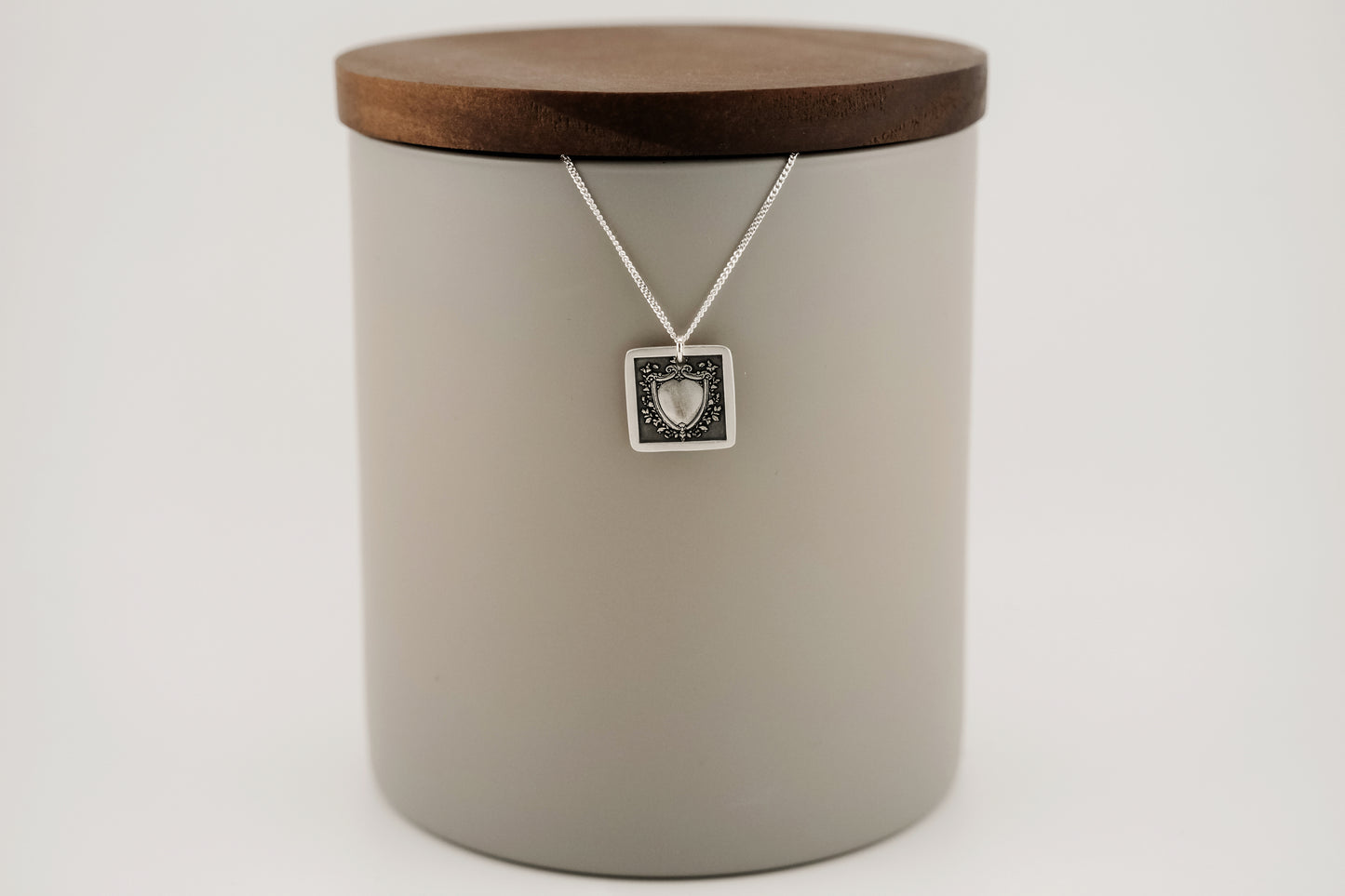 Necklace, Engraved Gothic Shield Necklace