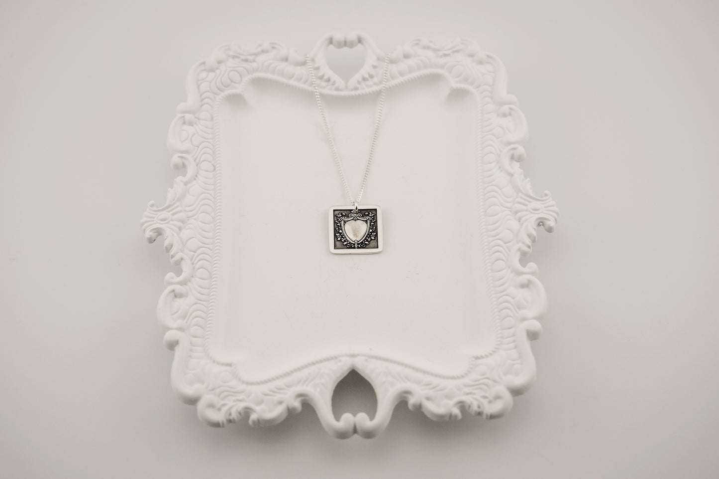 Necklace, Engraved Gothic Shield Necklace