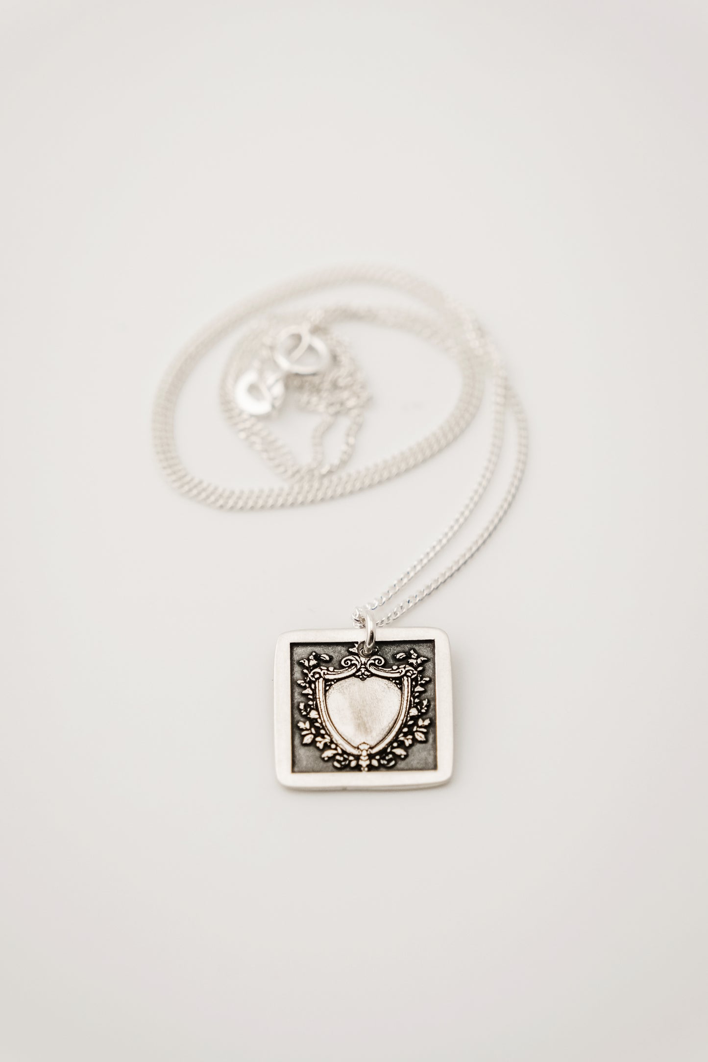 Necklace, Engraved Gothic Shield Necklace