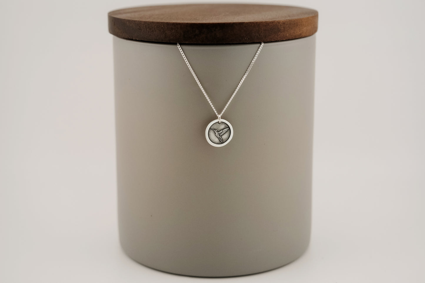 Necklace, Engraved Hummingbird Necklace