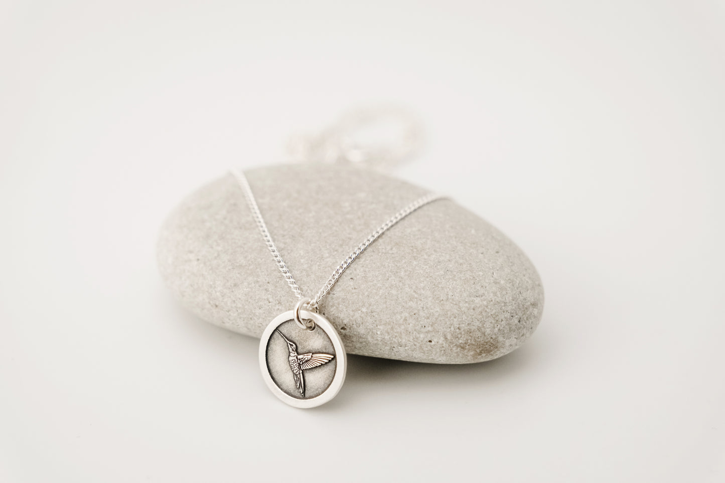 Necklace, Engraved Hummingbird Necklace