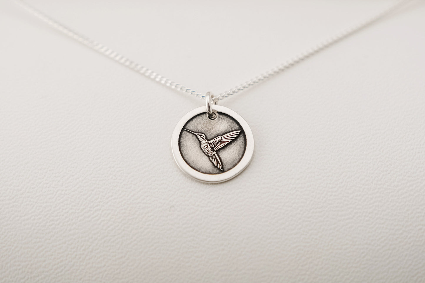 Necklace, Engraved Hummingbird Necklace